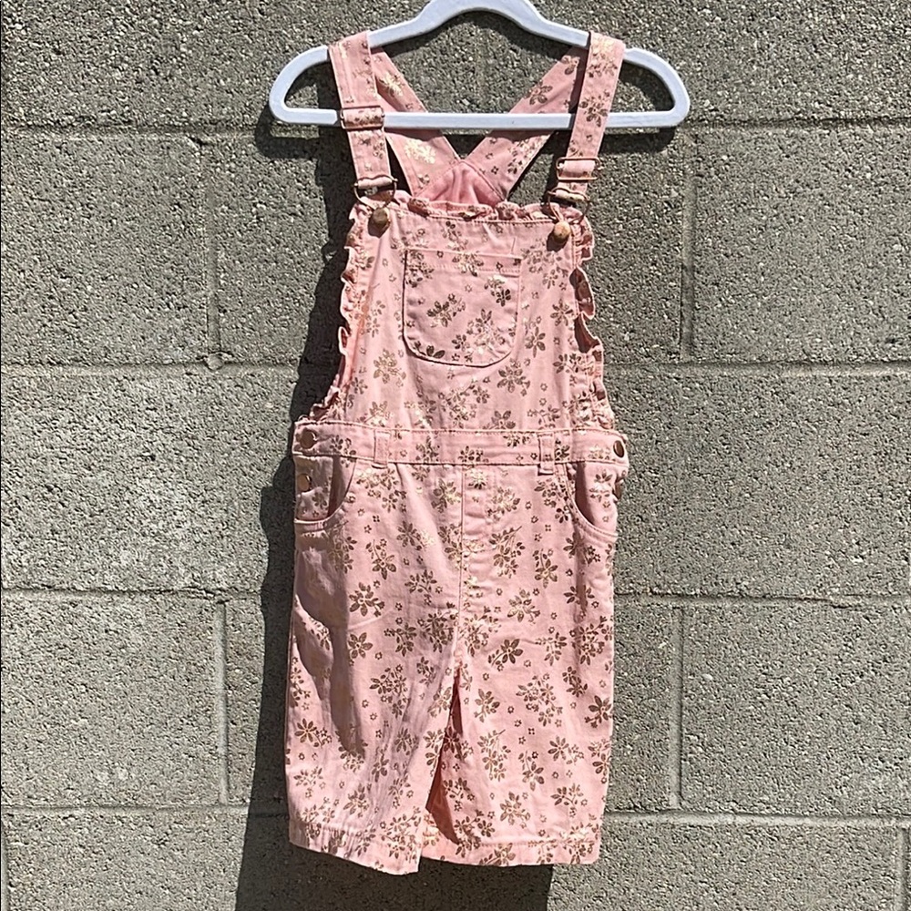 Pink Floral Kids Overalls